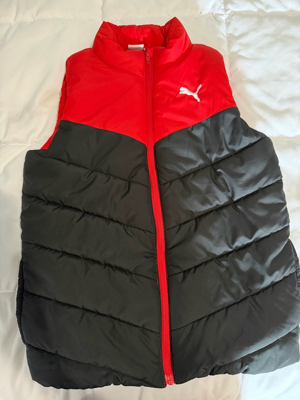 Puma Kids Red and Black Quilted Puffer Vest
